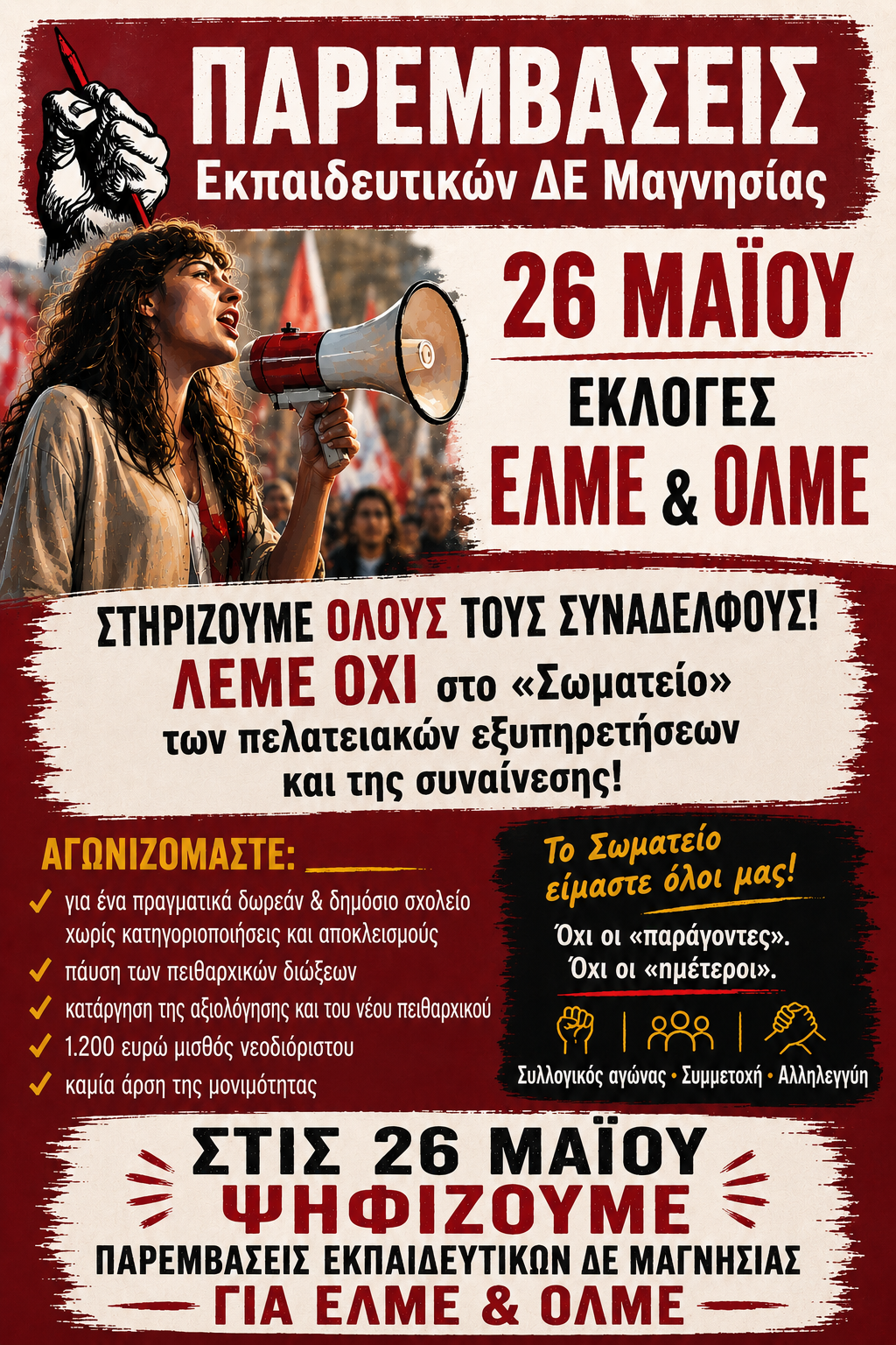 Παρεμβάσεις Εκπαιδευτικών ΔΕ Μαγνησίας  Το ψηφοδέλτιο & η διακήρυξη για εκλογές ΔΣ ΕΛΜΕ και για συνέδριο ΟΛΜΕ
