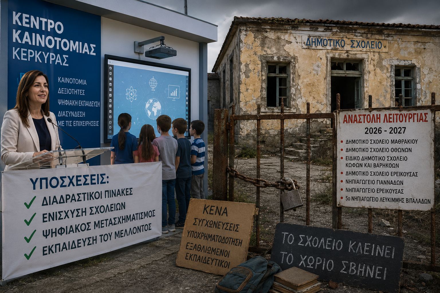 Κέρκυρα: Εγκαίνια με υποσχέσεις, ενώ επτά σχολεία κλείνουν!