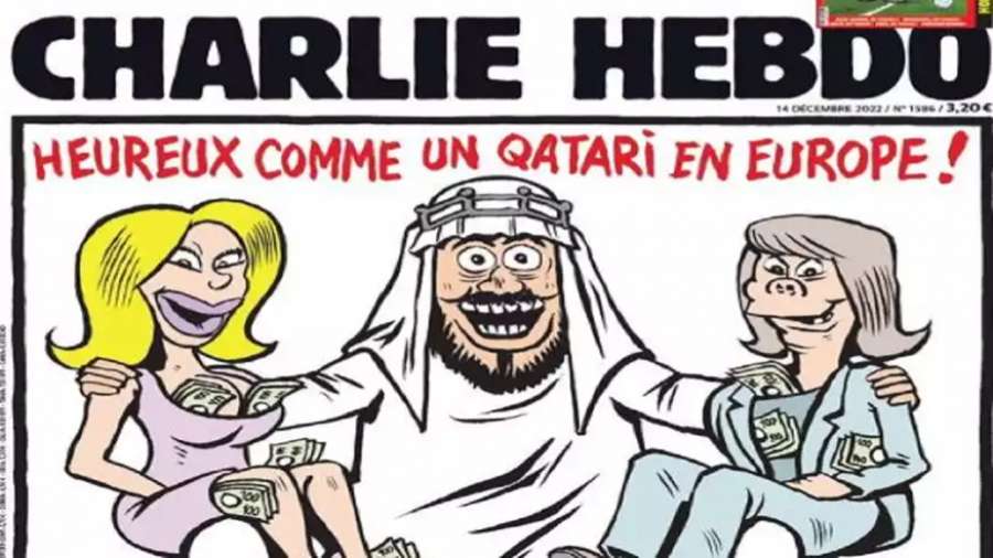 Δηκτικό σκίτσο Charlie Hebdo για Qatargate: «Ευτυχισμένος Εμίρης με π@@τάνες και ευρωβουλευτίνες»