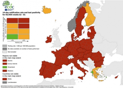 Ιόνια Νησιά, νησιά του Αιγαίου και Ήπειρος  οι μόνες «πράσινες» περιοχές από κορωνοϊό στην Ευρώπη