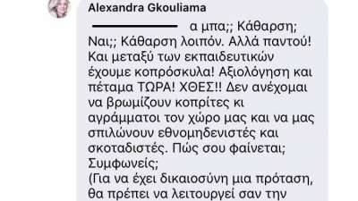 Σύμβουλος Εκπαίδευσης xαρακτηρίζει εκπαιδευτικούς ως &quot;κοπρόσκυλα&quot;, &quot;κοπρίτες&quot; και &quot;αγράμματους&quot;!